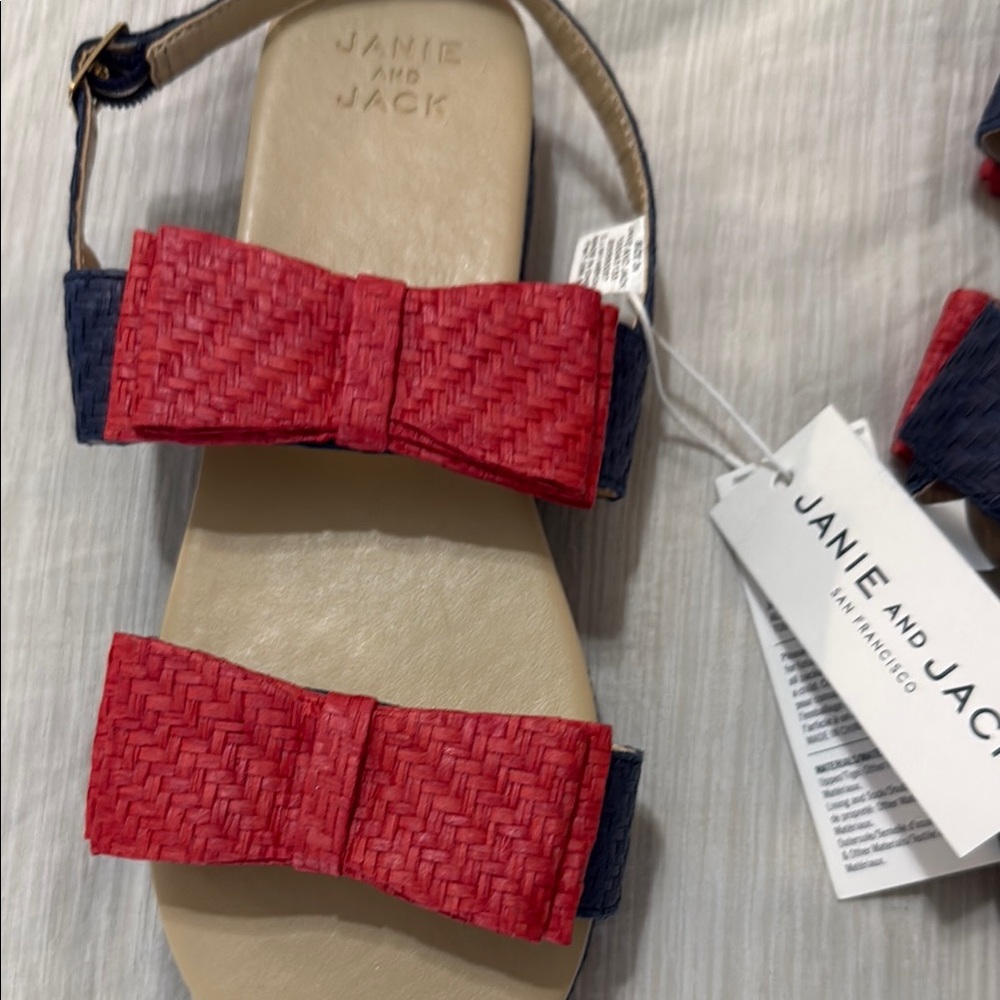 NWT Janie and Jack Red and Blue Sandals with Adjustable Straps - Picture 5 of 5